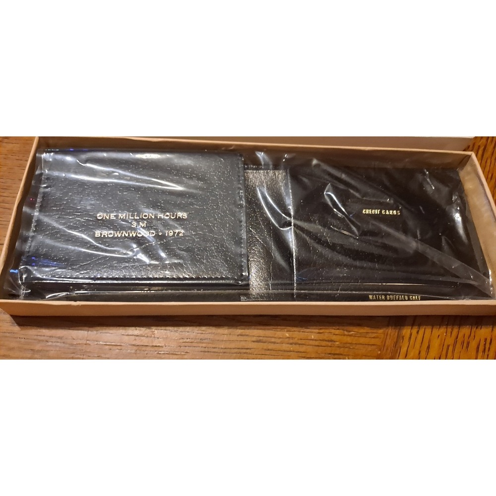 3M Service Award 1972 1million Hours Black Wallet Water Buffalo Calf LeUsed.
